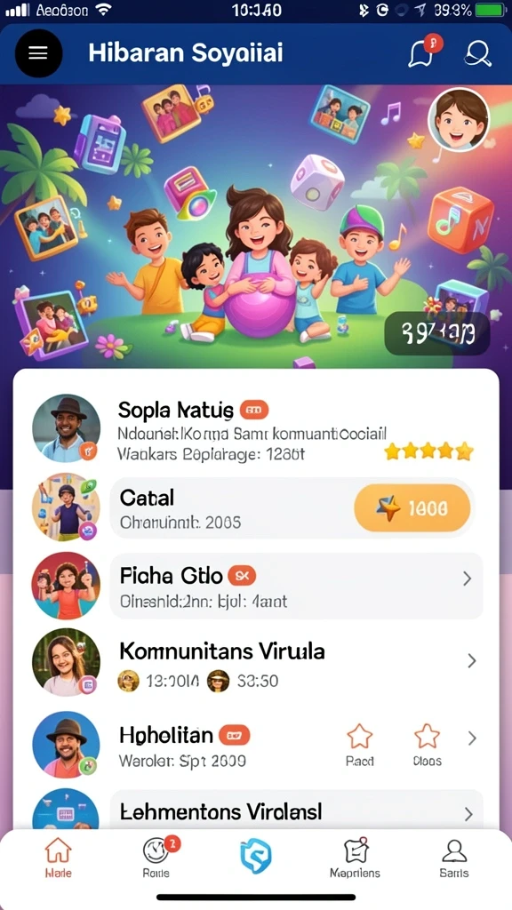 Interaksi sosial dengan pemain lain di dalam game.